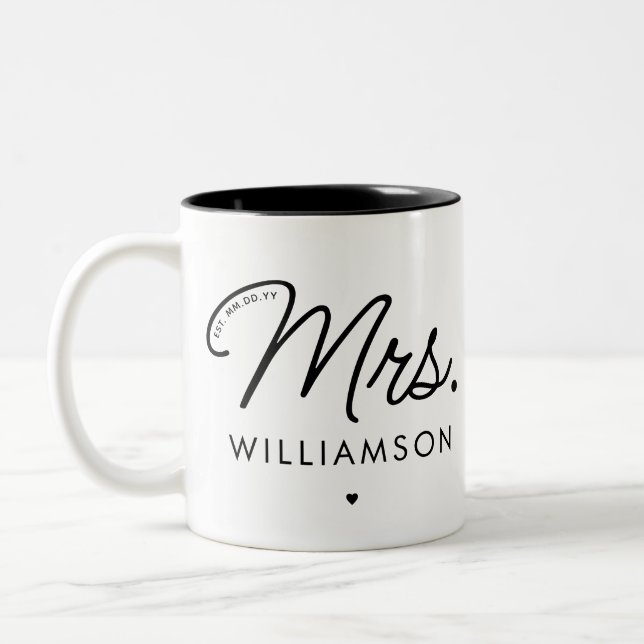 Taza Bicolor Personalizado Sra. Est. Guión moderno elegante rec (Izquierda)