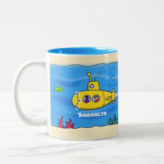 Taza Bicolor Personalizado submarino feliz (Izquierda)