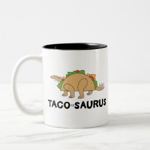Taza Bicolor Personalizado Taco Dinosaur Tacosaurus Rex