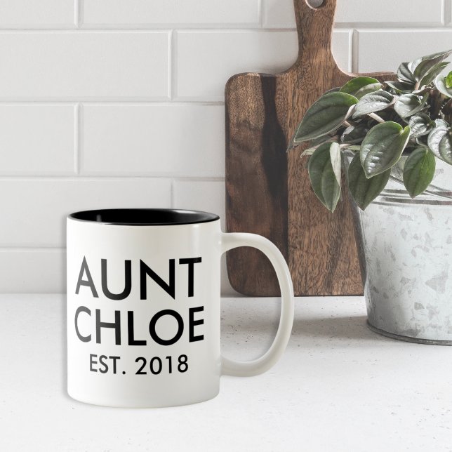 Taza Bicolor Personalizado tía Mug | Invitación de embarazo en  (Custom Aunt Mug | New baby Pregnancy Announcement
)