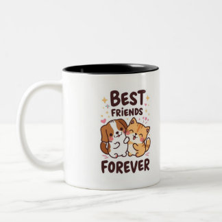 Taza Bicolor personalizado uzbeko Mug - Perro y gato Kawaii - G