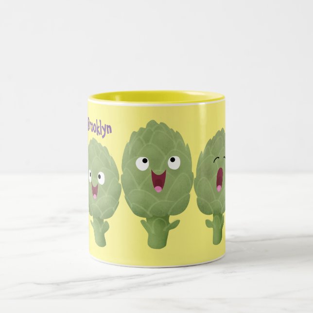 Taza Bicolor Personalizado vegetal de alcachofas de canto lindo (Centro)