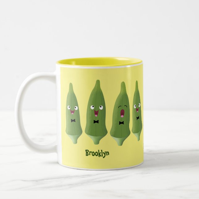Taza Bicolor Personalizado vegetal de okra cantante (Izquierda)