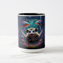 Taza Bicolor Personalizado Whimsical Opossum Psychedelt Hippie