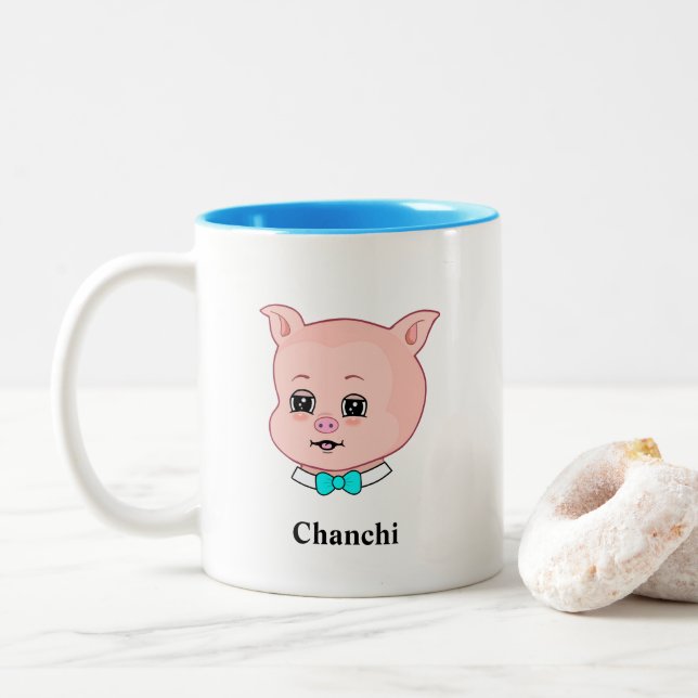 Taza Bicolor Personalizado y caligrafía cutto (Con donut)