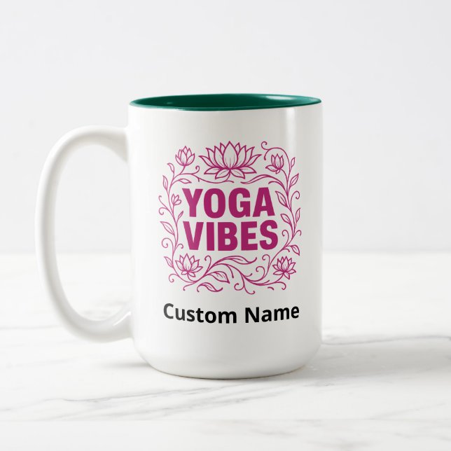 Taza Bicolor Personalizado Yoga Vibes Lotus Vines (Izquierda)