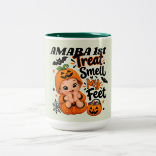 Taza Bicolor PersonalizaHuele Mis Pies Bebé, Halloween