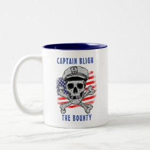 Taza Bicolor Personalizar, Capitán, Calavera y Huesos, Bandera