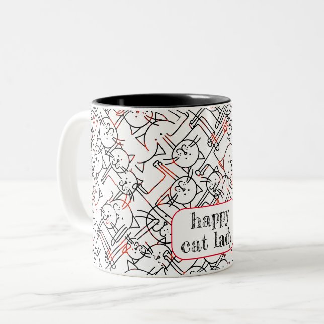 Taza Bicolor personalizar: gatita sin hijos (Anverso izquierdo)