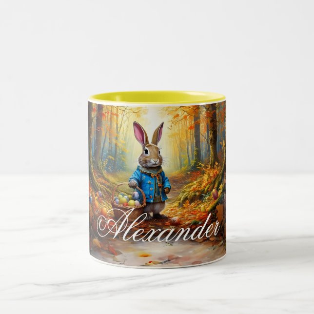 Taza Bicolor Personalizar Nombre Peter Easter Eggs Basket (Centro)