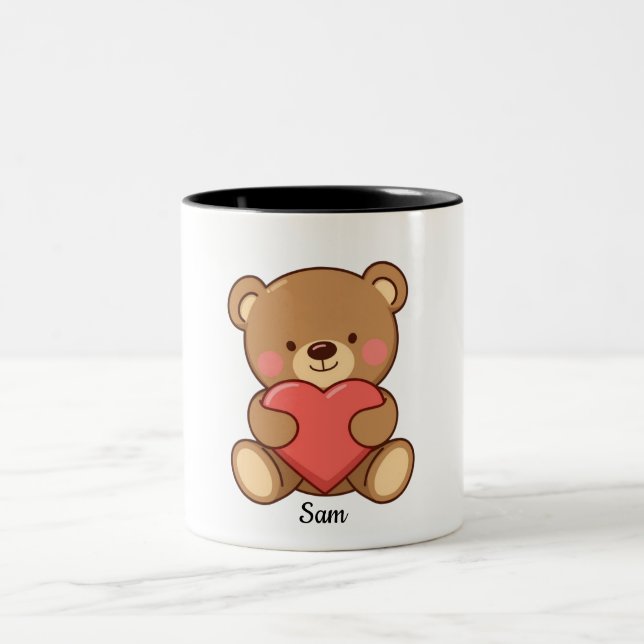 Taza Bicolor Personalized Bear Valentine Mug for Kids (Centro)