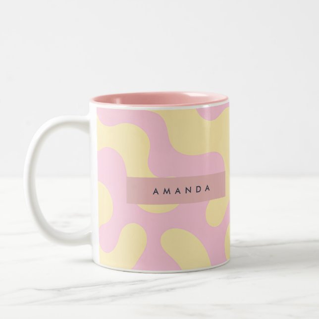 Taza Bicolor Personalized Blush Pink and Pastel Yellow Abstract (Izquierda)