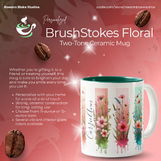 Taza Bicolor Personalized Brushstrokes Floral Design