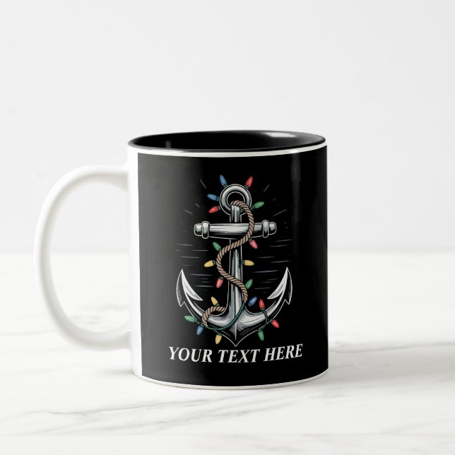 Taza Bicolor Personalized Christmas Lights Boating Sailing  (Izquierda)
