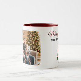 Taza Bicolor Personalized Christmas Tree Family Photo 