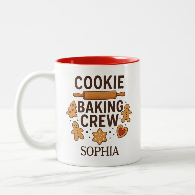 Taza Bicolor Personalized Cookie Baking Crew – Custom Name (Izquierda)