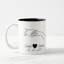 Taza Bicolor Personalized Couple Mug with Names & Date