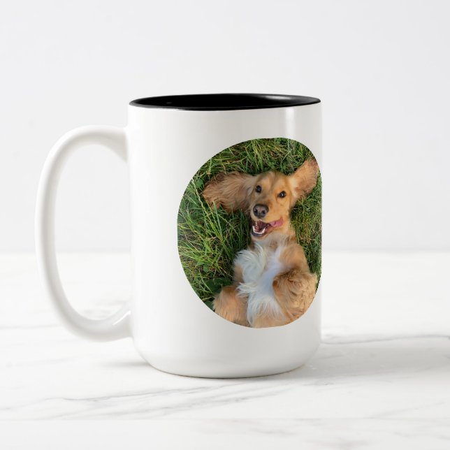 Taza Bicolor Personalized Dog Photo with Text | Custom Gift (Izquierda)