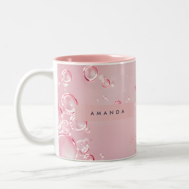 Taza Bicolor Personalized Elegant Pink Bubble Aesthetic (Izquierda)