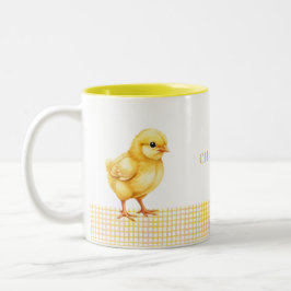 Taza Bicolor Personalized Farm Animal Mug – Cute Chick Design
