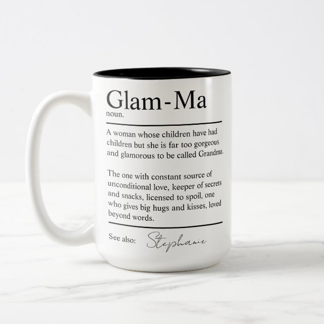 Taza Bicolor Personalized Glam-Ma Dictionary Definition Grandma (Izquierda)