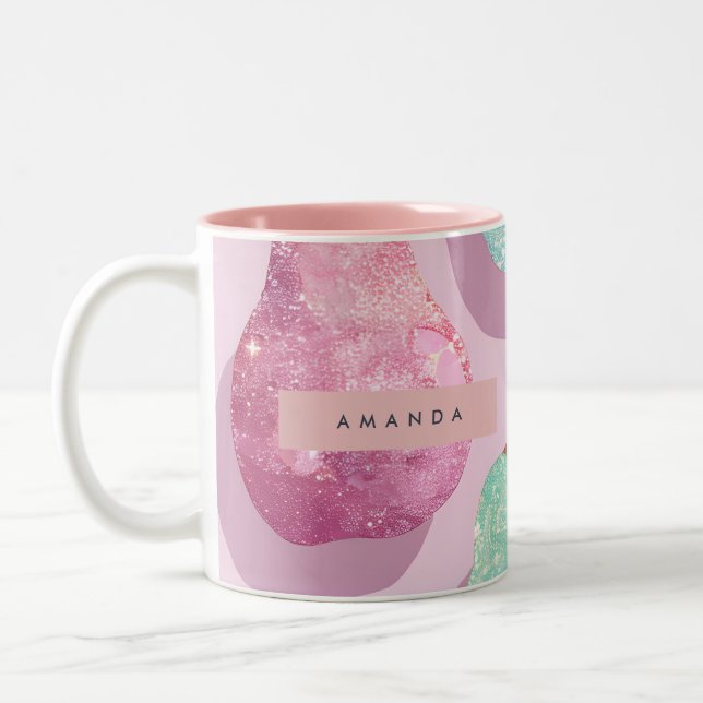 Taza Bicolor Personalized Glitter Pink and Aqua Pears (Izquierda)