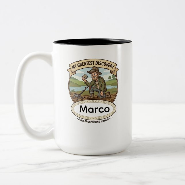 Taza Bicolor Personalized Gold Hunter Gift - Custom Name Metal  (Izquierda)