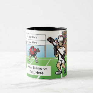 Taza Bicolor Personalized LaCrosse Player - Male Cartoon