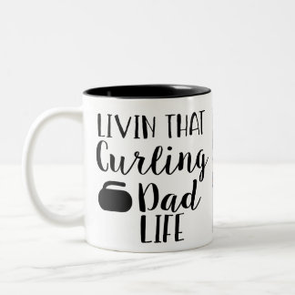Taza Bicolor Personalized Living that Curling Dad Life Photo