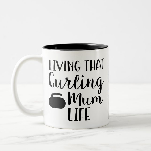 Taza Bicolor Personalized Living that Curling Mum Life Photo  (Izquierda)