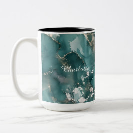 Taza Bicolor Personalized Luxury Marble Pattern Custom Name 