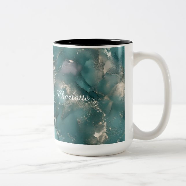Taza Bicolor Personalized Luxury Marble Pattern Custom Name  (Derecha)