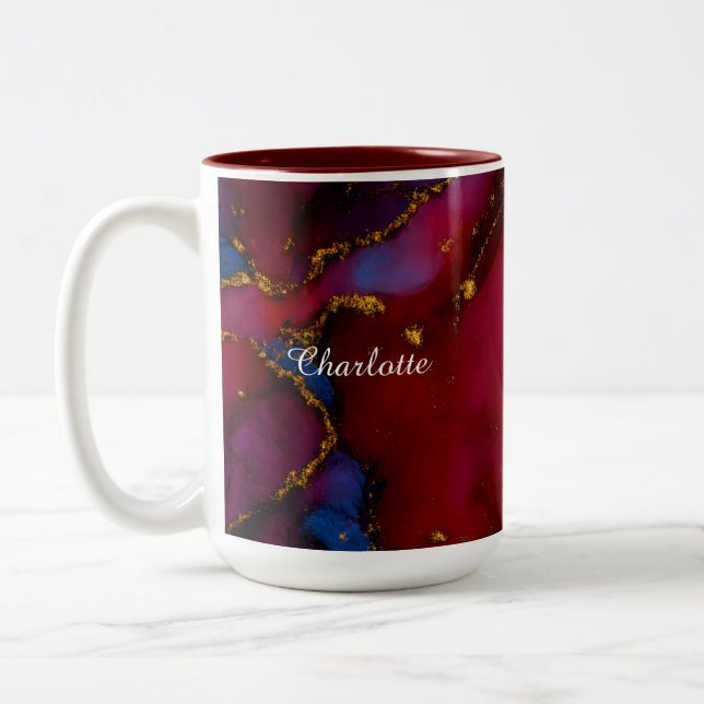 Taza Bicolor Personalized Luxury Marble Pattern Custom Name Mug (Izquierda)