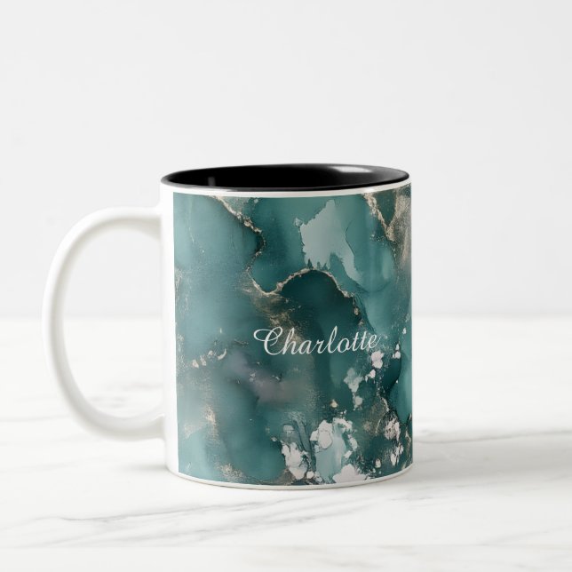 Taza Bicolor Personalized Luxury Marble Pattern Custom Name Mug (Izquierda)