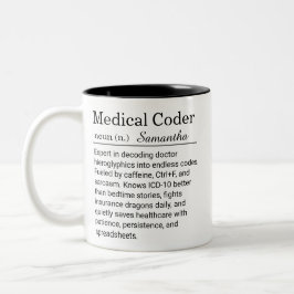 Taza Bicolor Personalized Medical Coder Funny Definition 