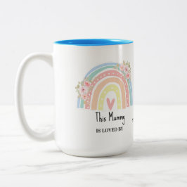 Taza Bicolor Personalized Mum's Rainbow & Floral Mug