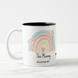 Taza Bicolor Personalized Mum's Rainbow & Floral Name Mug