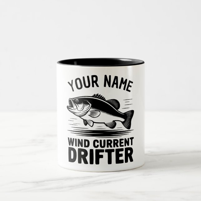 Taza Bicolor Personalized Name Wind Current Drifter Bass Fish (Centro)