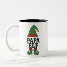 Taza Bicolor Personalized Papa Elf Mug – Custom Christmas Gift 