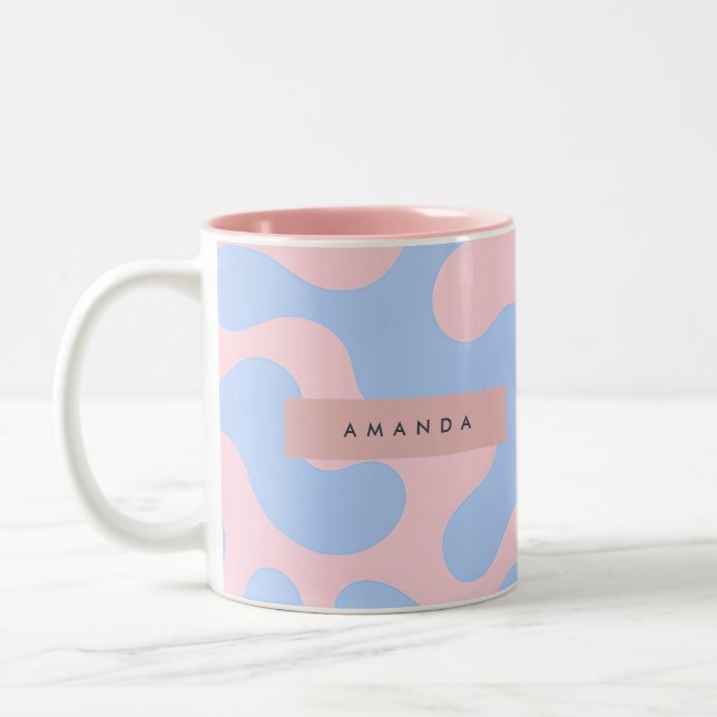 Taza Bicolor Personalized Pastel Pink and Baby Blue Abstract (Izquierda)