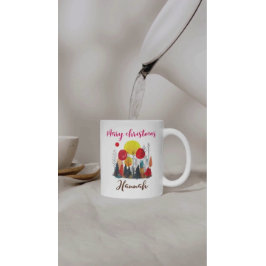 Taza Bicolor Personalized  Peony Botanical christmas 