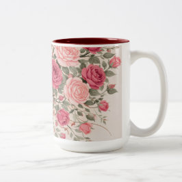Taza Bicolor Personalized Pink Rose Floral Hair Woman Elegant