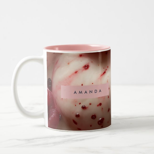 Taza Bicolor Personalized Raspberry Swirl Gelato Design (Izquierda)