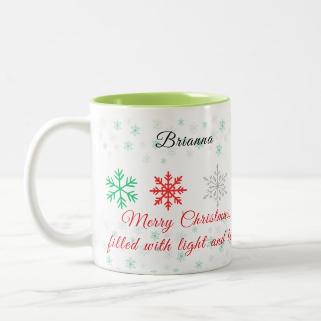 Taza Bicolor Personalized Snowflake Christmas (Izquierda)