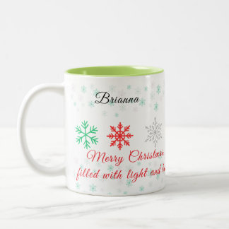 Taza Bicolor Personalized Snowflake Christmas
