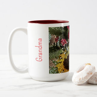 Taza Bicolor Personalized Sunflower Mosaic Cup