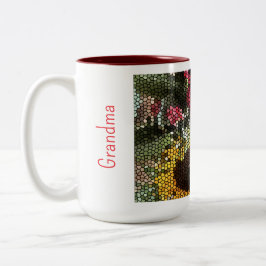 Taza Bicolor Personalized Sunflower Mosaic Cup
