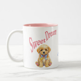 Taza Bicolor Personalized "Sweet Dream" Puppy Dog Watercolor Mu