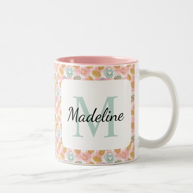 Taza Bicolor Personalized Tea Lover & Baker Monogram Name Mug (Derecha)