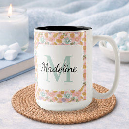 Taza Bicolor Personalized Tea Lover & Baker Monogram Name Mug